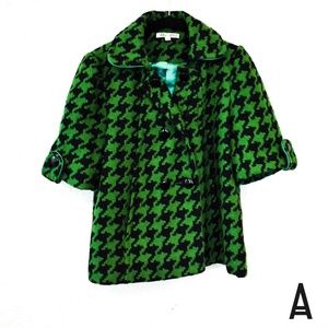 Joy Joy Quarter Sleeve Patterned Pea Coat